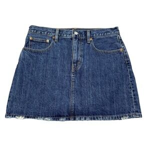 Levis Denim Skirt Womens 30 Blue Jean Mini Raw Hem Distressed Casual Classic